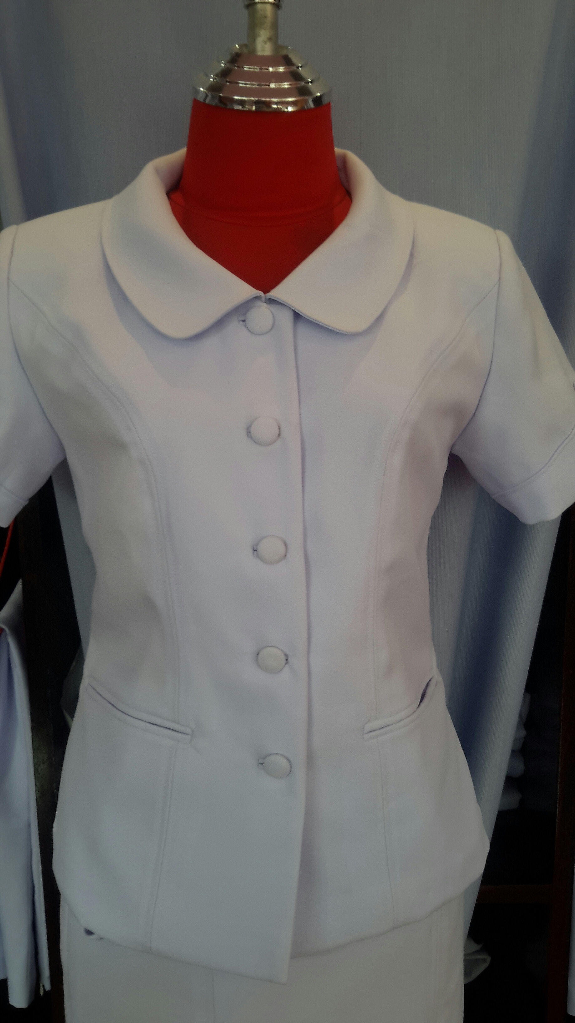 1A0055 เสื้อคอบัวกระดุมเหล็กหรือปั้ม